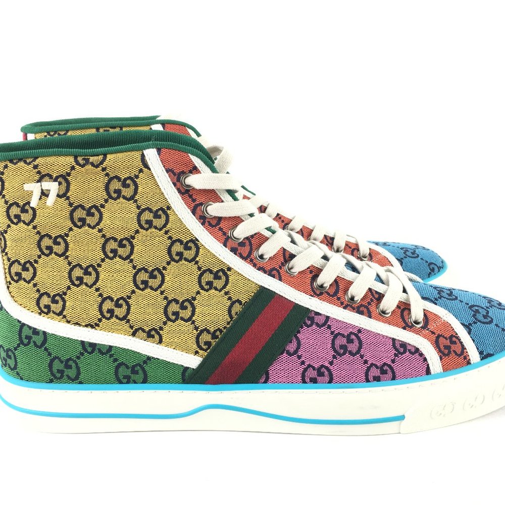 GUCCI COLORBLOCK-GG HIGHTOP 'TENNIS 1977' SNEAKERS SIZE 14+